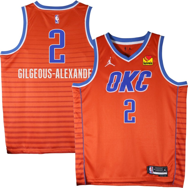 Thunder #2 Shai Gilgeous-Alexander Orange Jersey with Love's sponsor patch