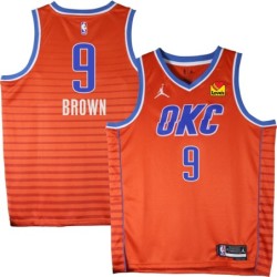 Thunder #9 Moses Brown Orange Jersey with Love's sponsor patch