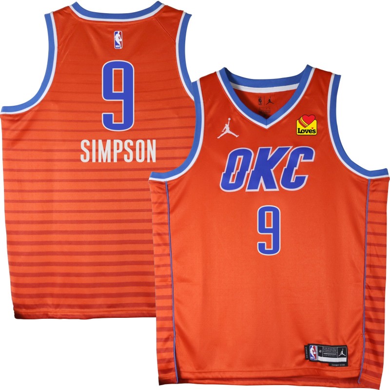 Thunder #9 Zavier Simpson Orange Jersey with Love's sponsor patch