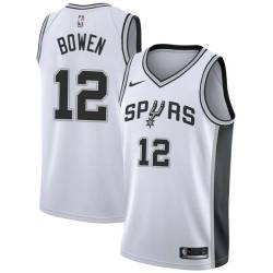 White Bruce Bowen Twill Basketball Jersey -Spurs #12 Bowen Twill Jerseys, FREE SHIPPING