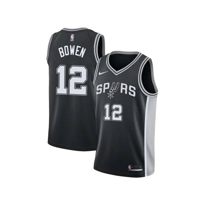 Black Bruce Bowen Twill Basketball Jersey -Spurs #12 Bowen Twill Jerseys, FREE SHIPPING