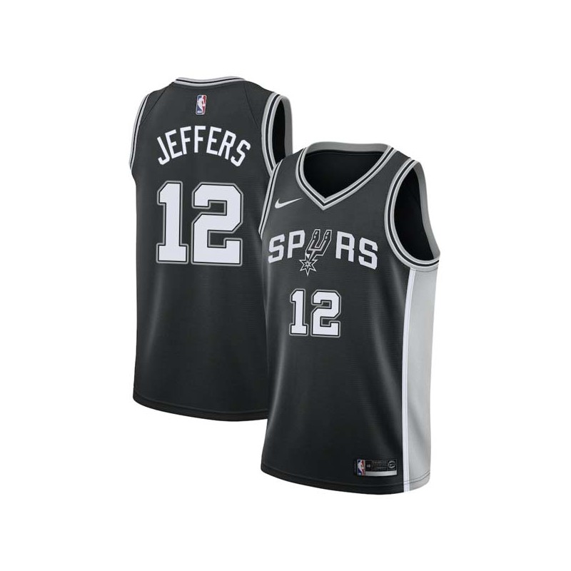 Black Othyus Jeffers Twill Basketball Jersey -Spurs #12 Jeffers Twill Jerseys, FREE SHIPPING