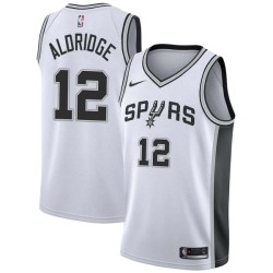 White LaMarcus Aldridge Twill Basketball Jersey -Spurs #12 Aldridge Twill Jerseys, FREE SHIPPING