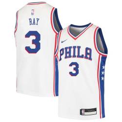 White Jim Ray Twill Basketball Jersey -76ers #3 Ray Twill Jerseys, FREE SHIPPING