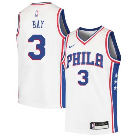 White Jim Ray Twill Basketball Jersey -76ers #3 Ray Twill Jerseys, FREE SHIPPING