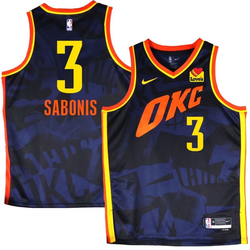 Thunder #3 Domantas Sabonis 2023-24City Navy Jersey with Love's sponsor patch