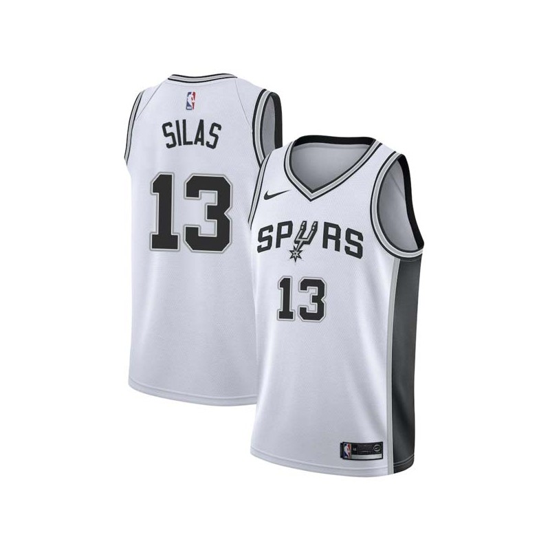 White James Silas Twill Basketball Jersey -Spurs #13 Silas Twill Jerseys, FREE SHIPPING