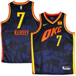 Thunder #7 Jerome Kersey 2023-24City Navy Jersey with Love's sponsor patch