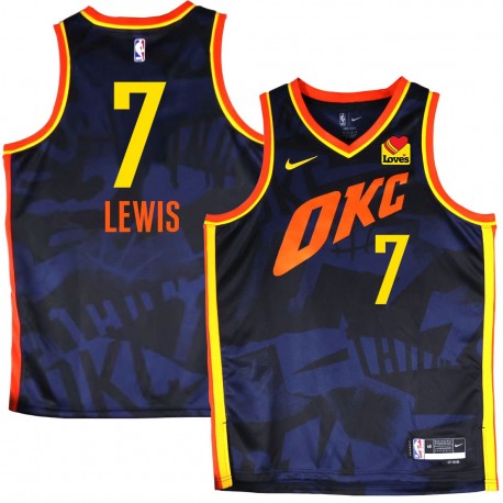 Thunder #7 Rashard Lewis 2023-24City Navy Jersey with Love's sponsor patch