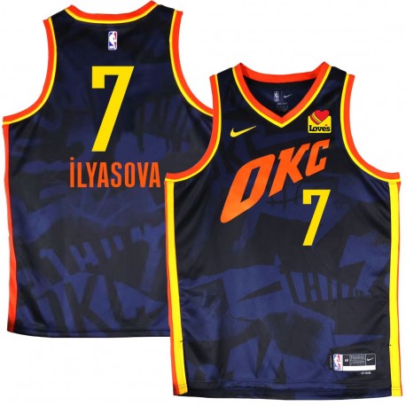 Thunder #7 Ersan İlyasova 2023-24City Navy Jersey with Love's sponsor patch