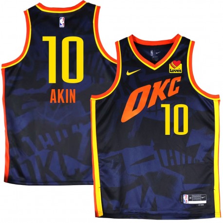 Thunder #10 Henry Akin 2023-24City Navy Jersey with Love's sponsor patch