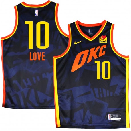 Thunder #10 Bob Love 2023-24City Navy Jersey with Love's sponsor patch