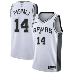 White Zarko Paspalj Twill Basketball Jersey -Spurs #14 Paspalj Twill Jerseys, FREE SHIPPING