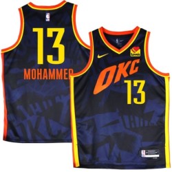 Thunder #13 Nazr Mohammed 2023-24City Navy Jersey with Love's sponsor patch