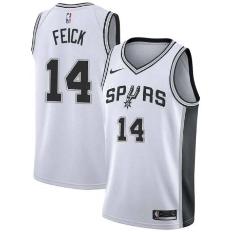 White Jamie Feick Twill Basketball Jersey -Spurs #14 Feick Twill Jerseys, FREE SHIPPING