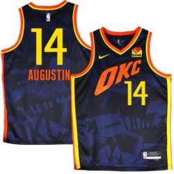 Thunder #14 D.J. Augustin 2023-24City Navy Jersey with Love's sponsor patch