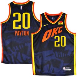 Thunder #20 Gary Payton 2023-24City Navy Jersey with Love's sponsor patch