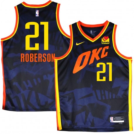 Thunder #21 Andre Roberson 2023-24City Navy Jersey with Love's sponsor patch