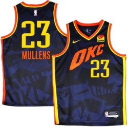 Thunder #23 Byron Mullens 2023-24City Navy Jersey with Love's sponsor patch