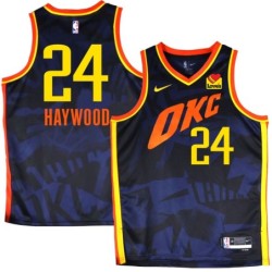 Thunder #24 Spencer Haywood 2023-24City Navy Jersey with Love's sponsor patch