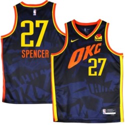 Thunder #27 Elmore Spencer 2023-24City Navy Jersey with Love's sponsor patch