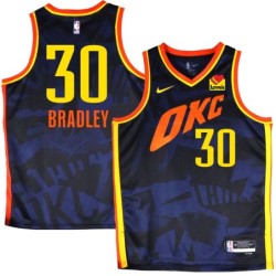 Thunder #30 Charles Bradley 2023-24City Navy Jersey with Love's sponsor patch