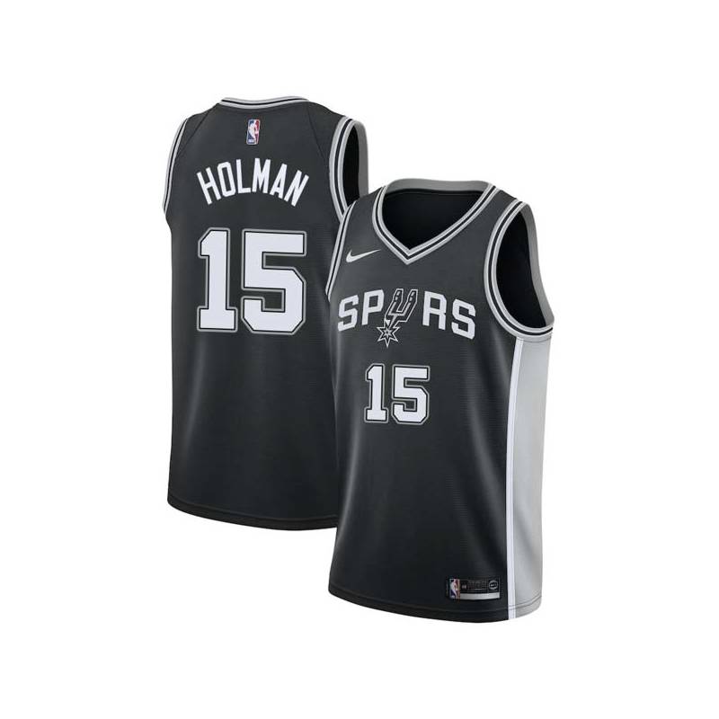 Black Dennis Holman Twill Basketball Jersey -Spurs #15 Holman Twill Jerseys, FREE SHIPPING