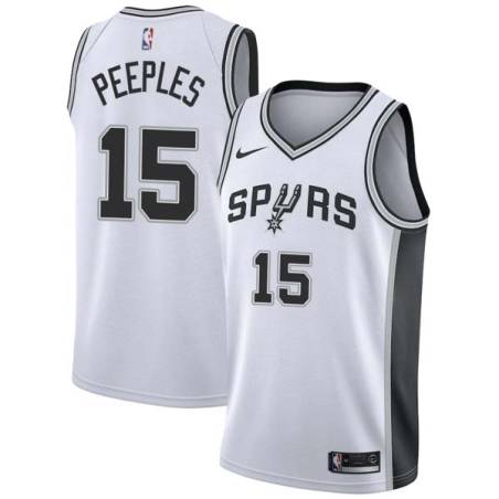 White George Peeples Twill Basketball Jersey -Spurs #15 Peeples Twill Jerseys, FREE SHIPPING