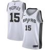 White George Peeples Twill Basketball Jersey -Spurs #15 Peeples Twill Jerseys, FREE SHIPPING