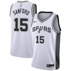 White Ron Sanford Twill Basketball Jersey -Spurs #15 Sanford Twill Jerseys, FREE SHIPPING