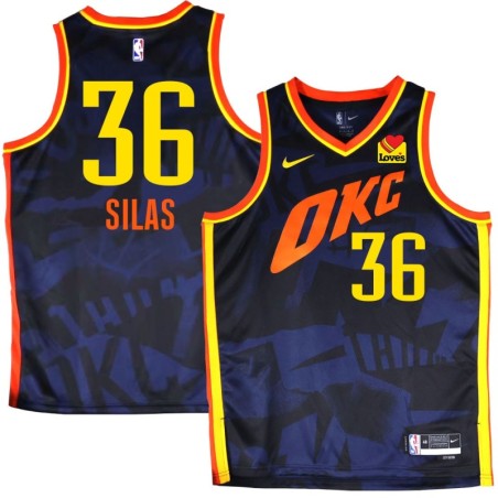 Thunder #36 Paul Silas 2023-24City Navy Jersey with Love's sponsor patch