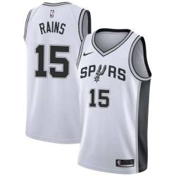 White Ed Rains Twill Basketball Jersey -Spurs #15 Rains Twill Jerseys, FREE SHIPPING