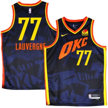 Thunder #77 Joffrey Lauvergne 2023-24City Navy Jersey with Love's sponsor patch