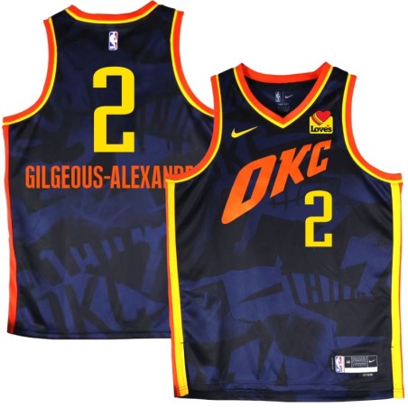 Thunder #2 Shai Gilgeous-Alexander 2023-24City Navy Jersey with Love's sponsor patch