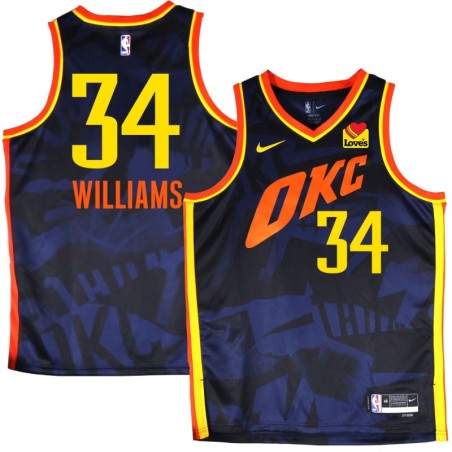 Thunder #34 Kenrich Williams 2023-24City Navy Jersey with Love's sponsor patch