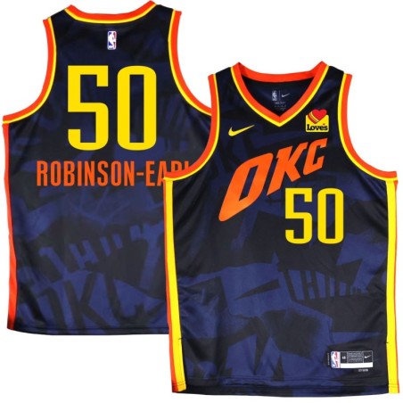 Thunder #50 Jeremiah Robinson-Earl 2023-24City Navy Jersey with Love's sponsor patch