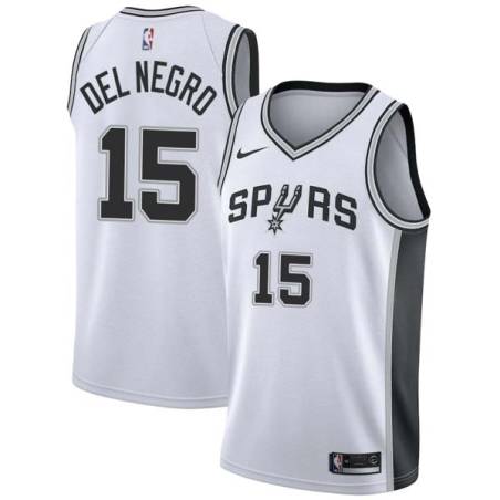 White Vinny Del Negro Twill Basketball Jersey -Spurs #15 Del Negro Twill Jerseys, FREE SHIPPING