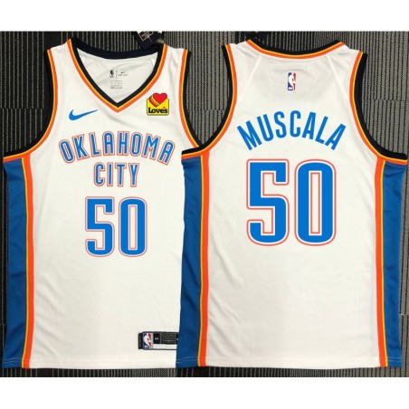 Thunder #50 Mike Muscala White Jersey with LOVES Sponsor Patch