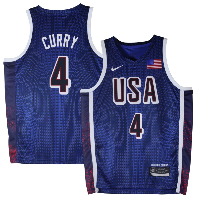 Stephen Curry 2024 Paris Olympic USA Team Navy Jersey #4