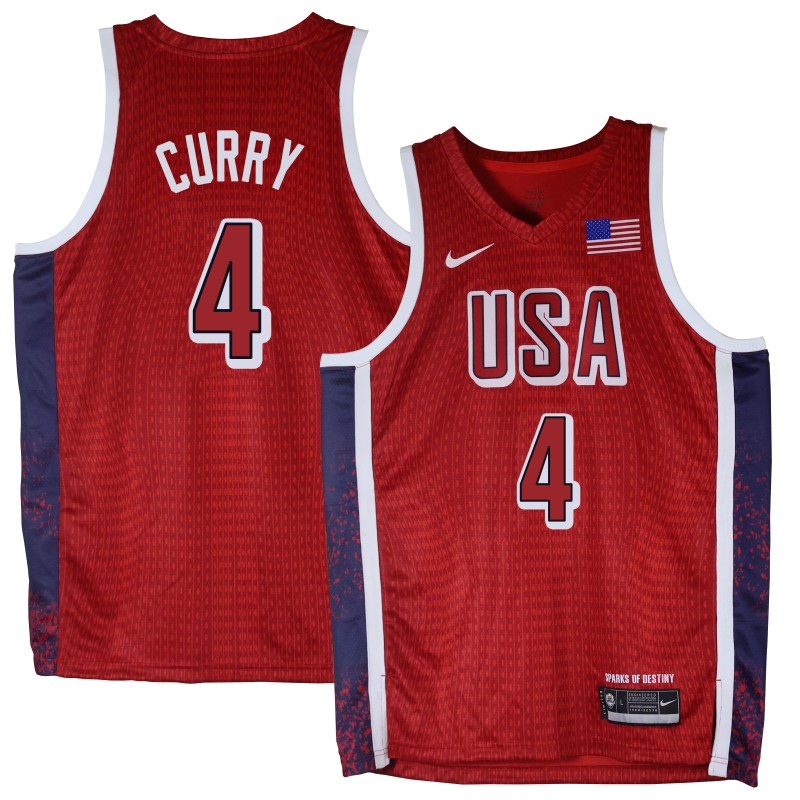 Stephen Curry 2024 Paris Olympic USA Team Red Jersey #4