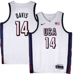 Anthony Davis 2024 Paris Olympic USA Team White Jersey #14