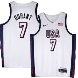 Kevin Durant 2024 Paris Olympic USA Team White Jersey #7