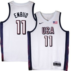 Joel Embiid 2024 Paris Olympic USA Team White Jersey #11