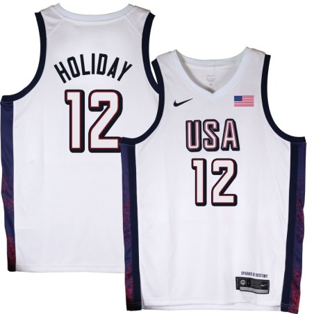 Jrue Holiday 2024 Paris Olympic USA Team White Jersey #12