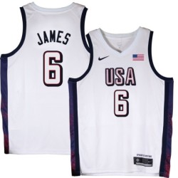 LeBron James 2024 Paris Olympic USA Team White Jersey #6