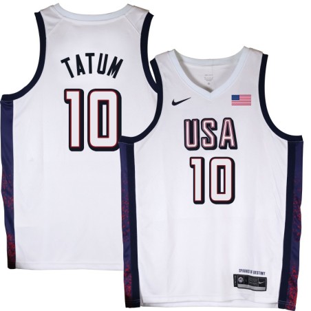 Jayson Tatum 2024 Paris Olympic USA Team White Jersey #10