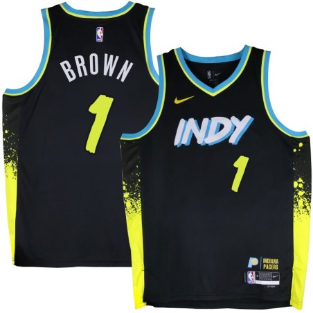 Pacers #1 Roger Brown 2023-24City_Black Jersey