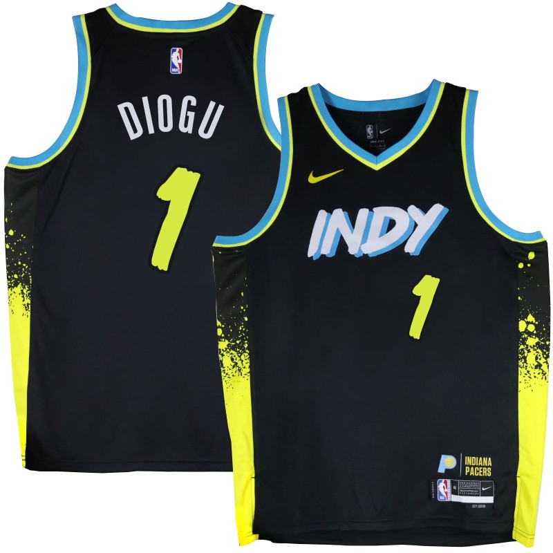 Pacers #1 Ike Diogu 2023-24City_Black Jersey