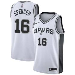 White Felton Spencer Twill Basketball Jersey -Spurs #16 Spencer Twill Jerseys, FREE SHIPPING