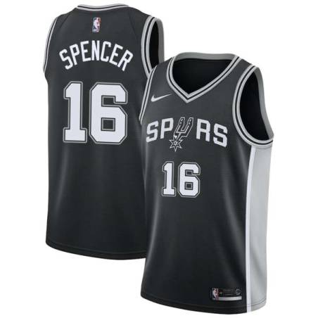 Black Felton Spencer Twill Basketball Jersey -Spurs #16 Spencer Twill Jerseys, FREE SHIPPING